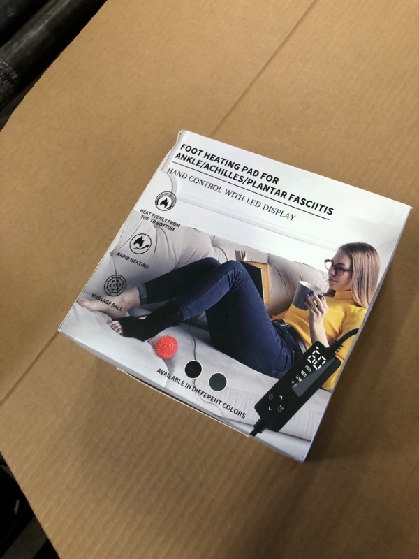 Photo 1 of sticro Ankle Heating Pad for Achilles Tendonitis and Plantar Fasciitis Relief, Heated Ankle Brace Foot Heating Pad Wrap with Massage Ball for Sprained Ankle, Arthritis Foot Heel Pain Relief (Black)