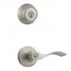 Photo 1 of Kwikset
Balboa Satin Nickel Keyed Entry Door Handle and Single Cylinder Deadbolt Combo Pack featuring SmartKey and Microban