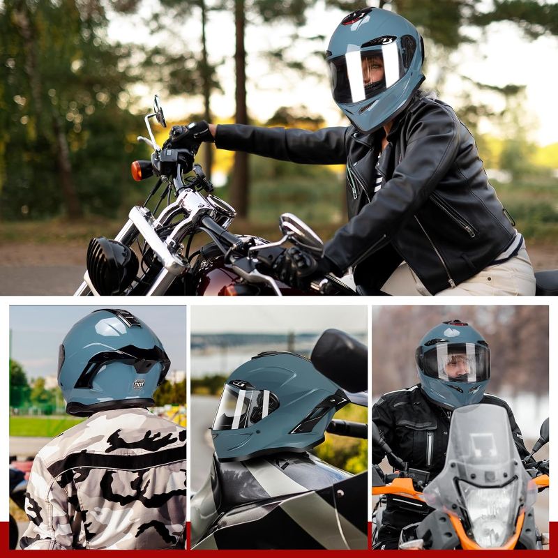 Photo 1 of M--Full Face Helmet - Street Dirt Bike ATV Off-Road Racing Motorcycle Motocross Helmet with Transparent Visor- DOT Certified