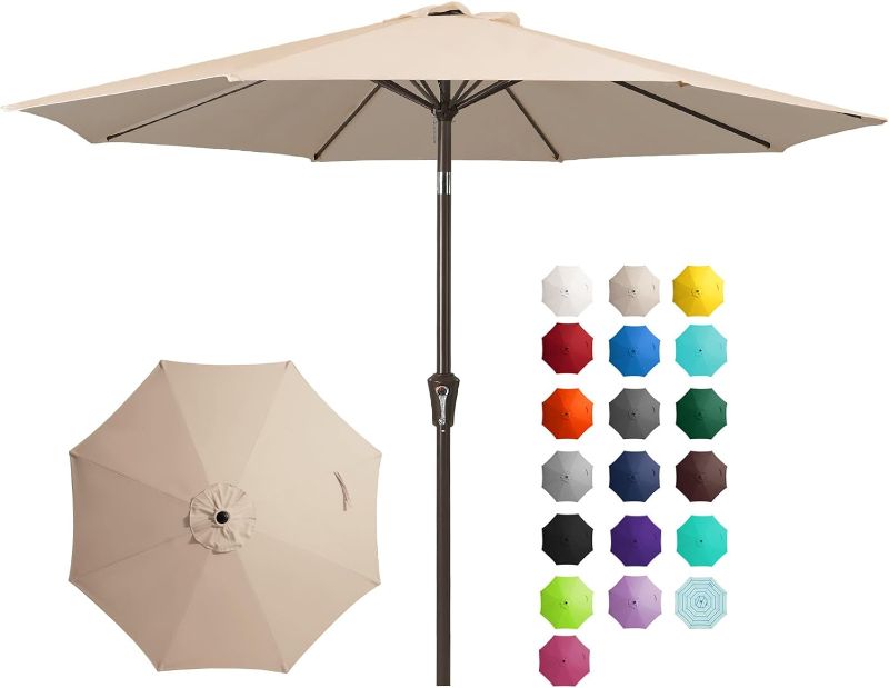 Photo 1 of Outdoor Patio Umbrella Outdoor Table Umbrella with Push Button Tilt and Crank, Market Umbrella UV Protection Waterproof for Garden, Deck, Backyard, Pool (Beige)