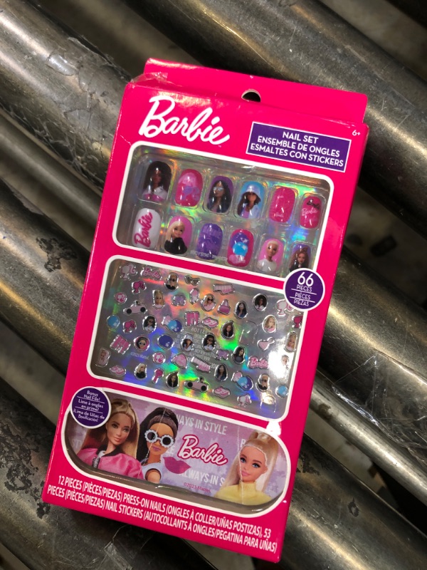 Photo 2 of Barbie -Townley Girl 66 Piece Non-Toxic Nail Set with Press-On Nails, Nail Stickers, and Nail File, Ages 3 and Up