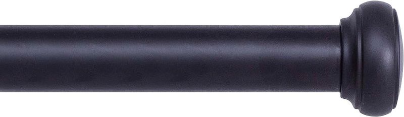 Photo 1 of Kenney KN90001 Weaver Cap End Indoor/Outdoor Rust-Resistant Curtain Rod, 72-144" Adjustable Length, Black Finish, 1" Diameter Steel Tube
