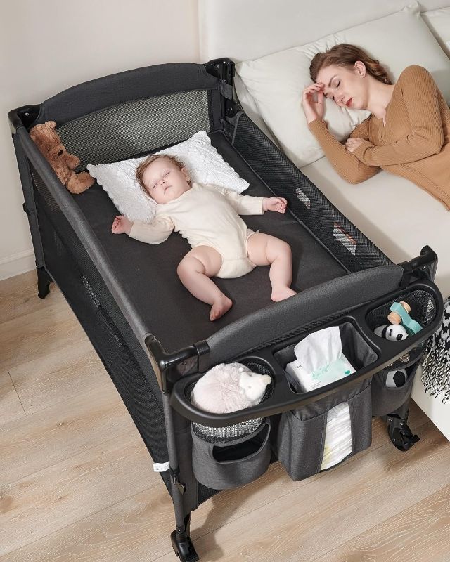 Photo 1 of Baby 4 in 1 Bassinet Bedside Sleeper, Baby Bedside Crib Sleeper, Playard, Portable Diaper Changing Table, Baby Bassinet for Newborn Baby
