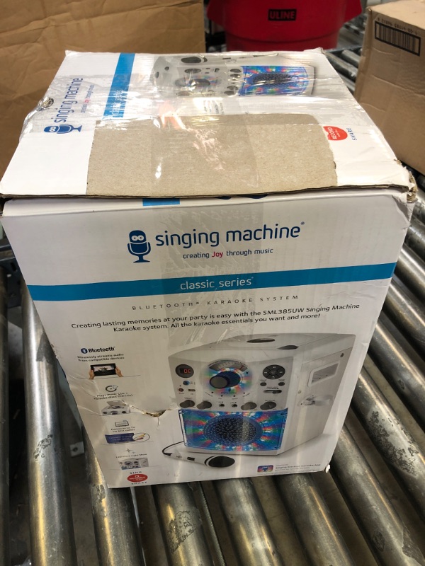Photo 1 of Singing Machine Portable Karaoke Machine for Adults & Kids with Wired Microphone, White - Built-In Speaker, Bluetooth with LED Disco Lights - Karaoke System with CD+G Player & USB Connectivity