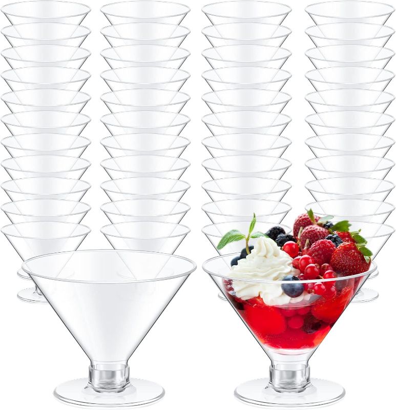 Photo 1 of 150 Pcs Plastic Martini Glasses 5oz Clear Cocktail Glasses Plastic Mini Martini Cups Unbreakable Parfait Glasses Mini Dessert Glasses for Wedding Party Bowl Wine Ice Cream (Clear)
