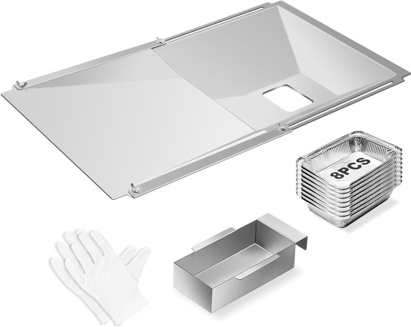 Photo 1 of Grease Tray with Catch Pan and Foil Liner, Adjustable Drip Pan for 3/4/5 Gas Grill Models from Dyna Glo, Nexgrill, Expert Grill, Kenmore, Charbroil, BHG and More Grill Replacement Parts.