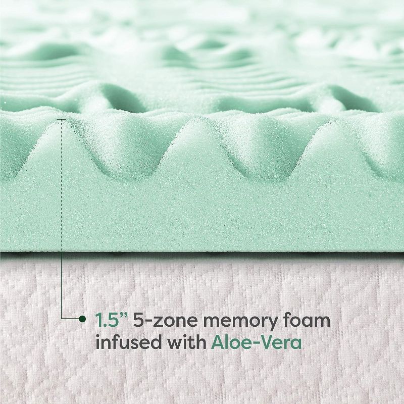 Photo 1 of Best Price Mattress 1.5 Inch 5-Zone Memory Foam Topper Mattress Pad with Calm...