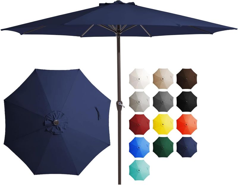 Photo 1 of JEAREY 12FT Patio Umbrellas Outdoor Large Market Umbrella With Crank Lift System 8 Sturdy Ribs UV Protection Waterproof Sunproof, Navy