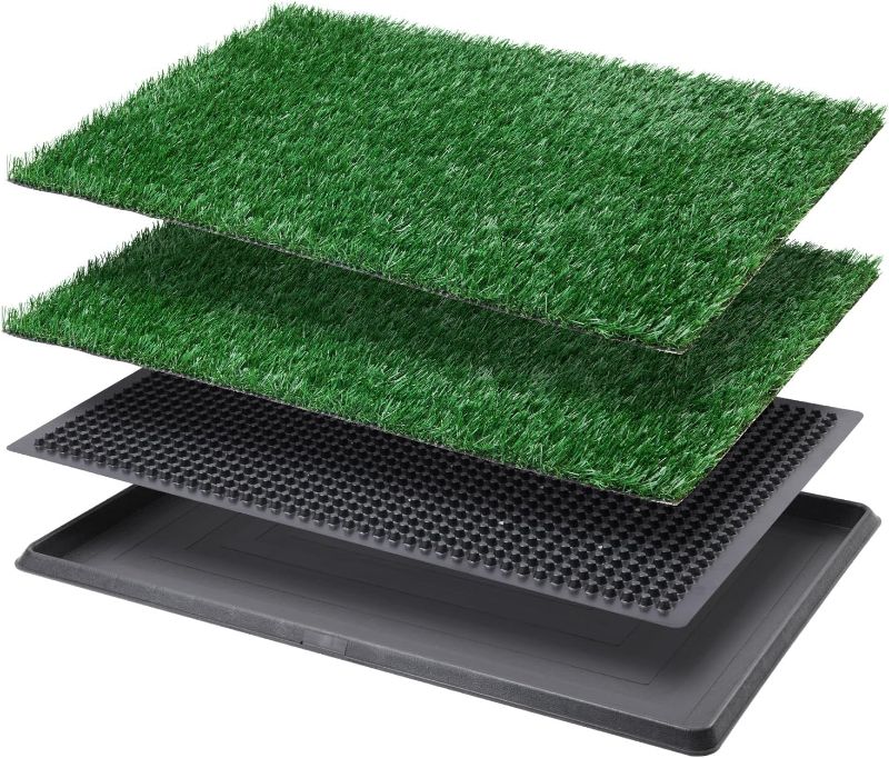 Photo 1 of LOOBANI Dog Grass Pad with Tray Large, Indoor Dog Potties for Apartment and Patio Training, with 2 Packs Loobani Dog Grass Pee Pads for Replacement