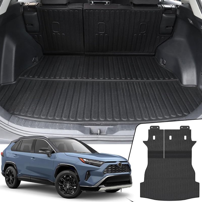 Photo 1 of Cargo Mat for 2019-2024 Toyota RAV4 Accessories, All Weather TPE Trunk Mat with Backrest Mat Interior Protector