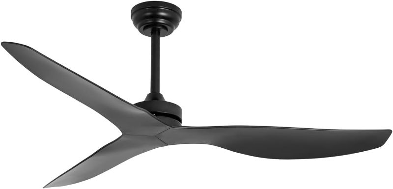 Photo 1 of Ceiling Fan No Light with Remote Control,52Inch Outdoor Ceiling Fan Without Light,3 Reversible Blade,Ceiling Fan for Patios/Farmhouse/Bedroom DC Motor(Black)