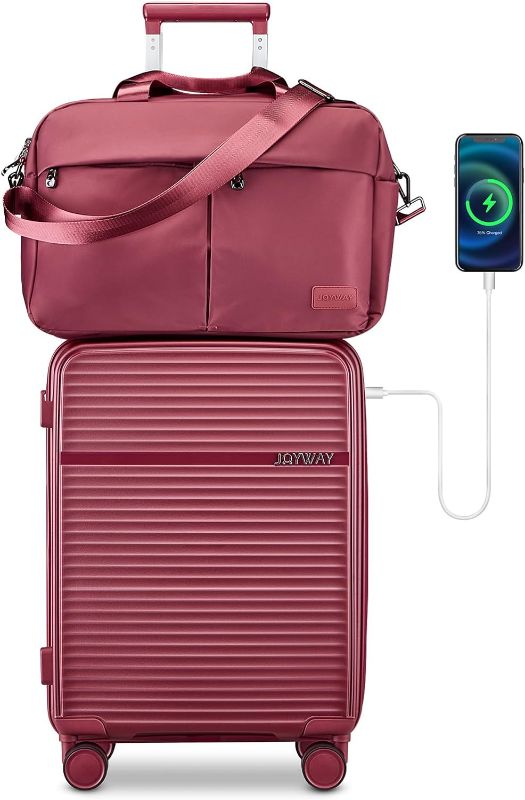 Photo 1 of Joyway Carry on Luggage Airline Approved, Expandable 20 Inch Carry-on Suitcase with Spinner Wheels and Charger, Hard Shell Lightweight Rolling Travel Luggage with TSA Lock