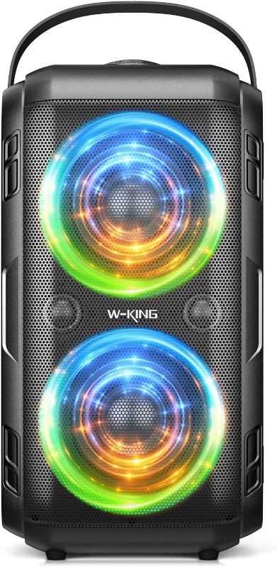 Photo 1 of W-KING Bluetooth Speaker, (180W PEAK)80W Party Portable Speakers Bluetooth Wireless Boombox/4 Drivers(2*4.04'' Woofer)/Deep Bass, IPX5 Big Loud Large Speaker, Huge 105dB Sound/24H/LED/EQ/U-Disk/TF/AUX