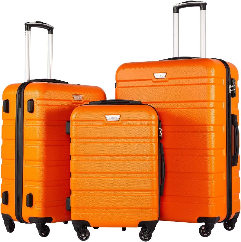 Photo 1 of Coolife Luggage 3 Piece Set Suitcase Spinner Hardshell Lightweight TSA Lock (orange)