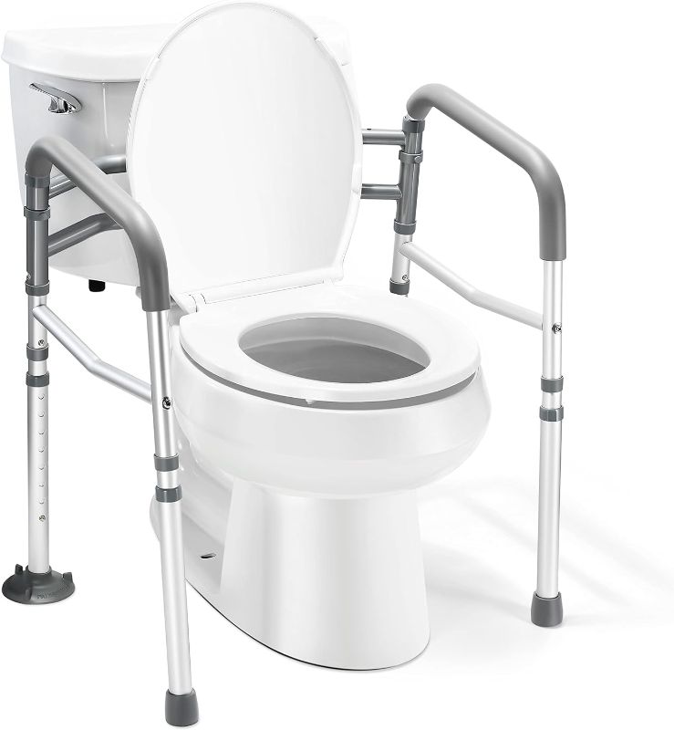 Photo 1 of Medical king Toilet Safety Rail - Adjustable Detachable Toilet Safety Frame with Handles Heavy-Duty Toilet Safety Rails Stand Alone - Toilet Safety Rails for Elderly, Handicapped - Fits Most Toilets