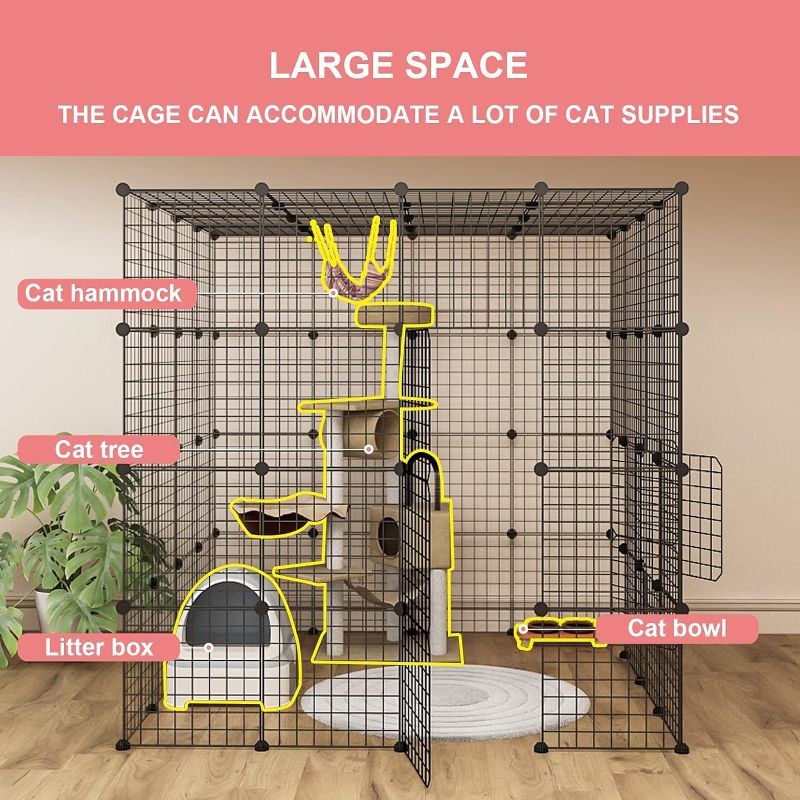 Photo 1 of Large Cat Cage Enclosure Indoor Cat Playpen Metal Wire 4-Tier Kennels Crate Ideal for 1-4 Cats, 55L x 55W x 55H