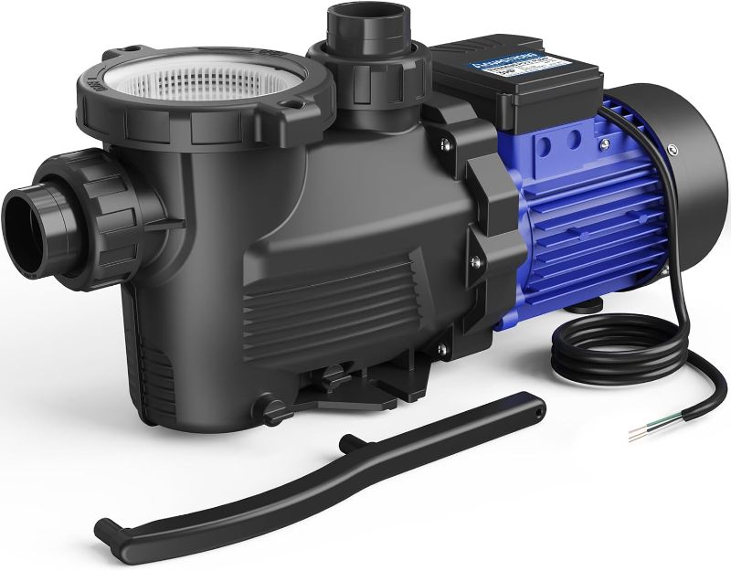 Photo 1 of AQUASTRONG 3HP In/Above Ground Single Speed Pool Pump, 220V, 9350GPH, High Flow, Powerful Self Primming Swimming Pool Pumps with Filter Basket