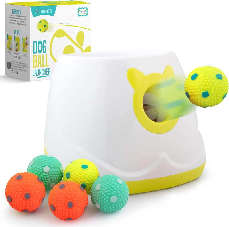 Photo 1 of 
Automatic Dog Ball Launcher - Dog Ball Fetch Machine, Ball Thrower for Dogs, for Small to Medium Sized Dogs, Interactive Dog Toy with 6 Latex Balls, Plug-in & Battery Options - 4 Launch Distances