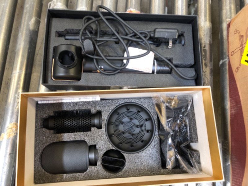 Photo 1 of 7 in One Hot Air Brush 110000 RPM 1400W High Speed Hair Dryer with Diffuser Blow Dryer Brush Hair Styler and Drying Oval Brush Air Curling Wand,Concentrator Attachment,Fast Iron Dryer Styler Tools Set Black Gold