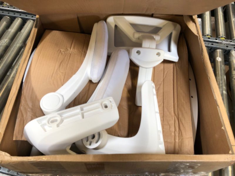 Photo 1 of Ergonomic Mesh Desk Chair, High Back Computer Chair- Adjustable Headrest with Flip-Up Arms, Lumbar Support, Swivel Executive Task Chair (Modern, White) White Modern