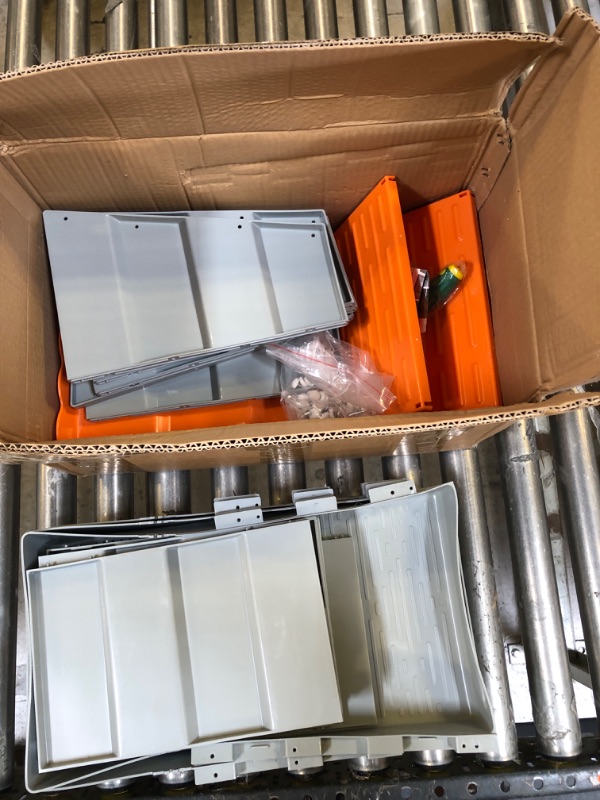 Photo 1 of Chicken Nesting Boxes Chicken Laying Boxes with Perch Roll Out Nesting Boxes Hardware, Mounted Chicken Nest Box Nesting Box for Chicken Coop with Perch Eggs Protected Collection Area (Orange 3 Pack)