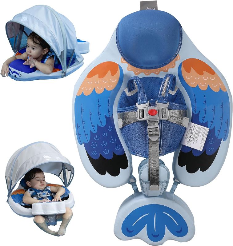 Photo 1 of Mambobaby Float with Removable UPF50+ UV Sun Protection Canopy, Infant Pool Float Swimming Float with Tail & Adjustable Safety Seat, Baby Floats for Pool Bathtub
