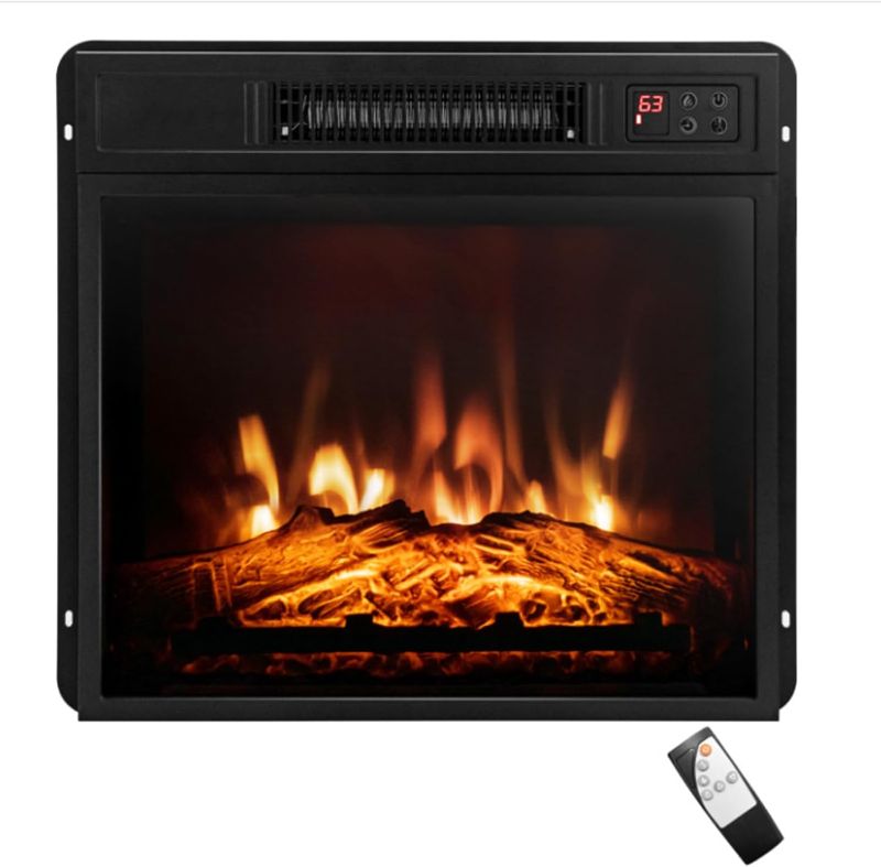 Photo 1 of 18" Electric Fireplace Insert, Recessed Fireplace Heater with Low Noise, Remote Control with Timer, Touch Screen, Adjustable Flame Brightness, 1500W (18 inch-1)