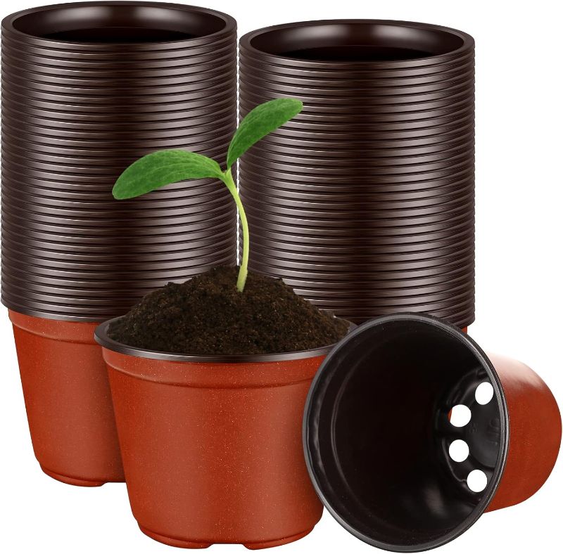 Photo 1 of 800 Pcs 6 Inch Plant Nursery Pots Small Seed Starting Pots Seedling Plastic Plant Pot with Drainage Holes for Outdoor Indoor Planting Garden Flower Plant Container Cups Planter
