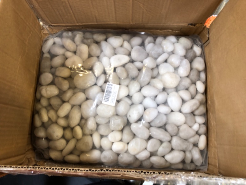 Photo 2 of 40 lbs Polished White River Rocks for Outdoor Landscaping, 1-2 Inch Decorative White Pebbles for Plants, Vase, Terrarium, White Stones for Planter, Garden Rocks and Yard Paver Rocks 40.0 Pounds Medium