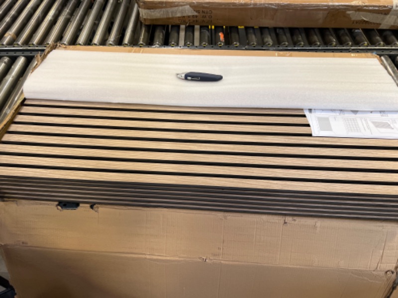 Photo 1 of Wood Slat Acoustic Panels for Wall and Ceiling, 3D Fluted Wood Veneer Paneling, 47.3" x 23.6" Each Soundpoof Wooden Slat Wall Panel - Walnut, 6 Pack