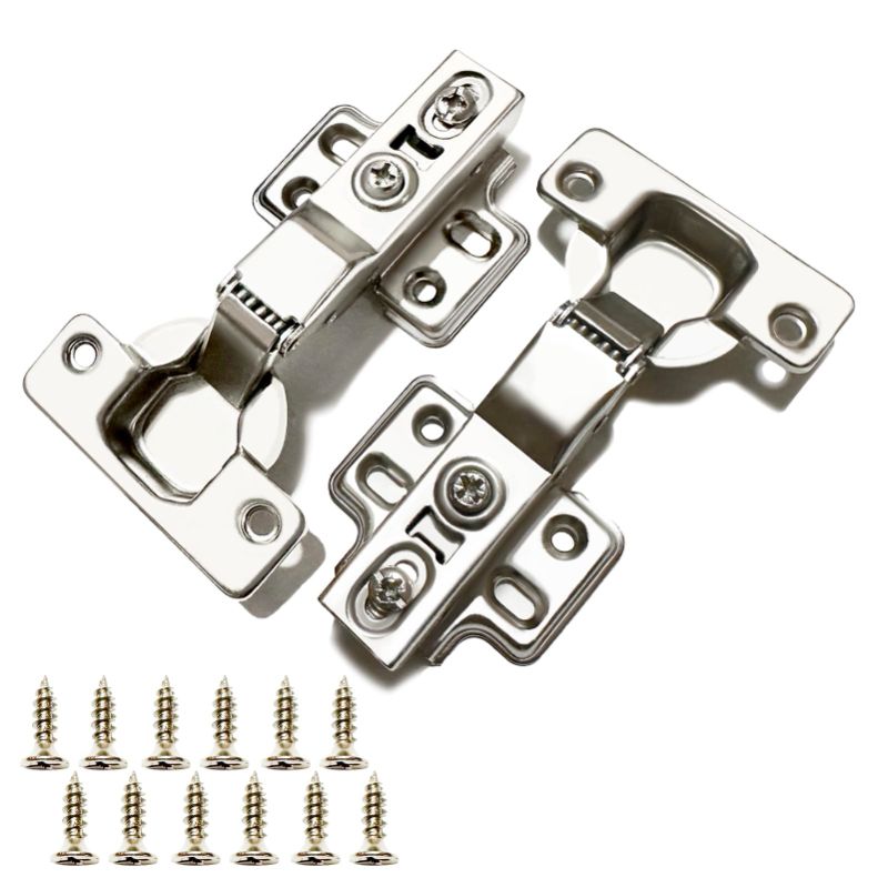 Photo 1 of 2 Pieces Glubb-Zone Cabinet Hinges 1/2 inch Overlay Soft Closing Hinges with Screws for Kitchen Cabinet Door Satin Nickel Stainless Steel Adjustable Clip On Concealed Self Closing Hinges 2 PACK 