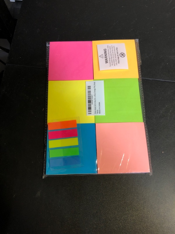 Photo 2 of (6 Pack) Sticky Notes 3x3 in Bright Colored Super Self Sticky Pads - 100 Sheets/Pad - Easy to Post for School, Office Supplies, Desk Accessories 2 PACK 