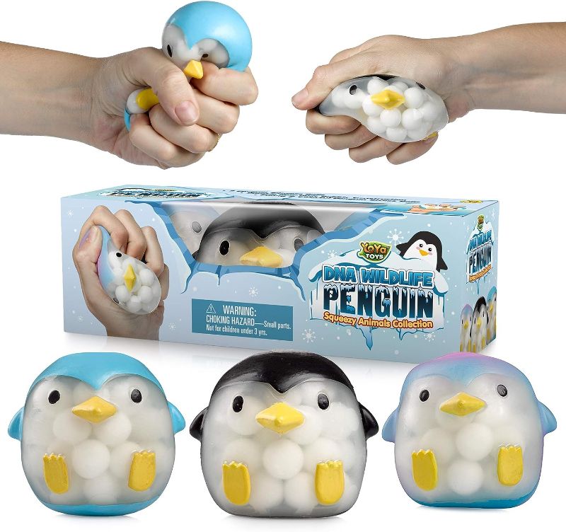 Photo 1 of DNA Balls Penguin Stress Balls by YoYa Toys (3-PCS) - Stimulating, Calming Squishy Sensory and Fidget Toys for Kids and Adults - Ideal for Autism, ADHD, Fidgeting, and Breaking Bad Habits
