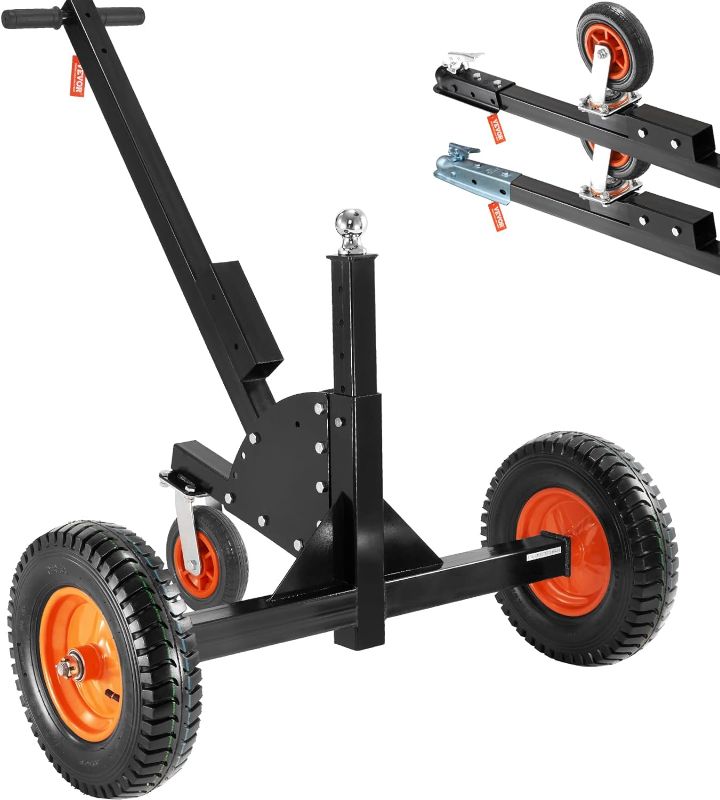 Photo 1 of VEVOR Adjustable Trailer Dolly, Dolly for Trailer with 2'' Ball & 16'' Pneumatic Tires, 23.6''-35.4'' Adjustable Height & Universal Wheel, 1500lbs Weight Capacity, Ideal for Moving Car Boat Trailer
