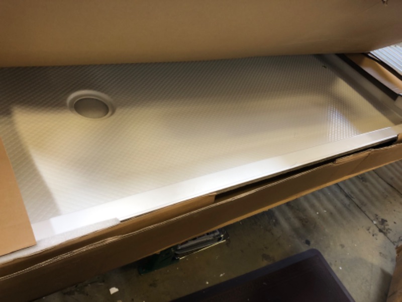Photo 1 of DreamLine SlimLine 32 in. D x 60 in. W x 2 3/4 in. H Right Drain Single Threshold Shower Base in White, DLT-1132602 White Right Drain Base