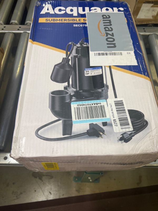 Photo 2 of Acquaer 3/4HP Submersible Sewage/Effluent Pump, Cast Iron, 115V 6400 GPH Automatic Tethered Float Switch, Sump Pump for Sump Basin, Basement, Residential Sewage, 2'' NPT Discharge 3/4 HP Sewage Pump 6400 GPH