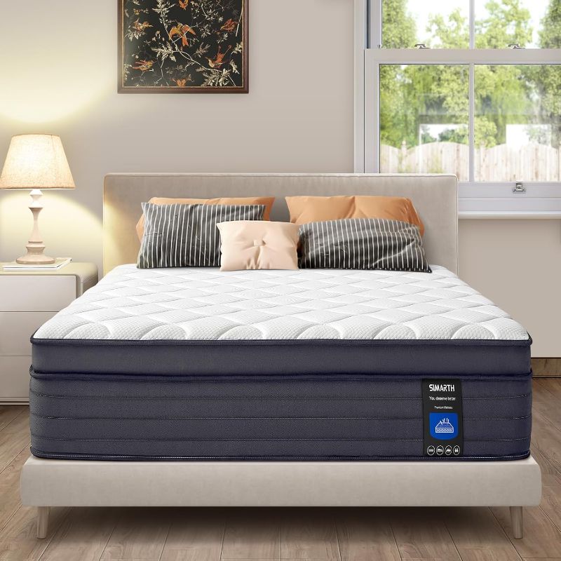 Photo 1 of 
SIMARTH Queen Mattresses - 12 Inch Hybrid Queen Size Mattress in a Box, Gel Memory Foam Queen Matress with Motion Isolation and Pressure Relief, Strong E