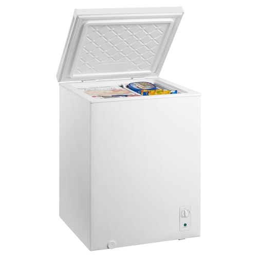 Photo 1 of 23.62 in. 5 Cu.ft. Convertible Freezer, Manual Defrost Chest Freezer with Flat Back Design and Garage Ready in White
