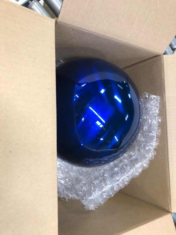 Photo 2 of 10 inch Gazing Ball,Blue Garden Sphere Mirror Globe Ball,Paint from Stainless Steel Hollow Ball,Polished Reflective Smooth Ball,Durable Shiny Decorations for Garden Patio Yard Home