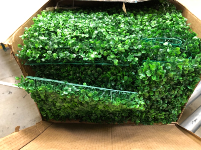 Photo 1 of 24PCS Artificial Grass Wall Panels for 16 Sq Ft, 9.8" x 9.8" Faux Hedge Grass Backdrop Wall Privacy Fence  
