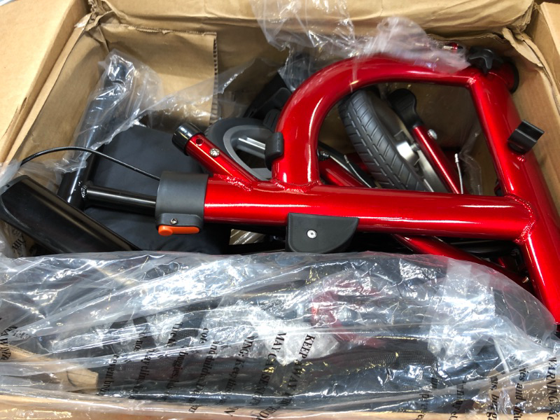 Photo 1 of WONDMED 2 In 1 Rollator Walker Folding Transport chair w/ big rear wheels RED
