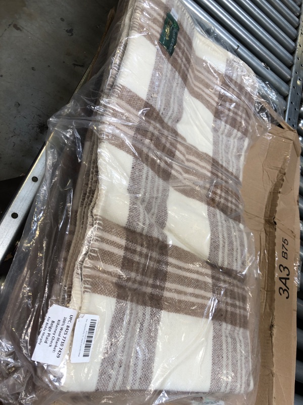Photo 1 of Biddy Murphy, 100% Wool Blanket, Traditional Irish Plaid Print, Large Size 90" x 108" Inches, Warm, Soft Lambs Wool, Woven in Co. Kerry Ireland, Imported, Beige