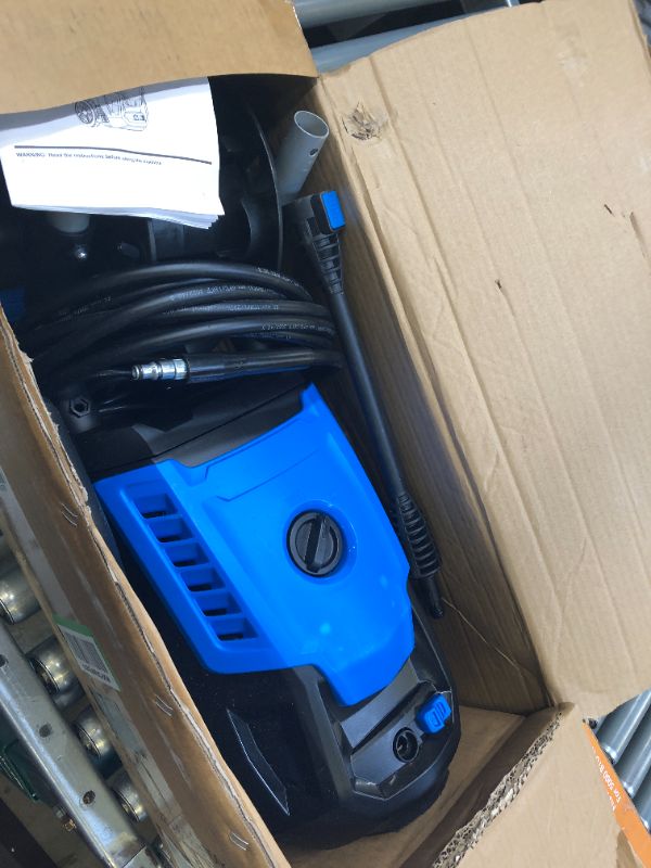 Photo 2 of 4200 PSI Electric Pressure Washer- 4.0 GPM High Power Washer with 33FT Hose Reel, 4 Spray Tips and Soap Bottle for Car Washing, Fence Cleaning, Patio Maintenance?Upgraded? (Blue)
