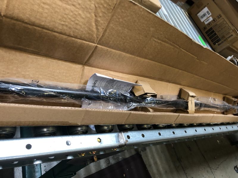 Photo 1 of Amazon Basics Tension Curtain Rod, Adjustable 78-108" Width - Black, Classic Finial Black 78-108" Indoor