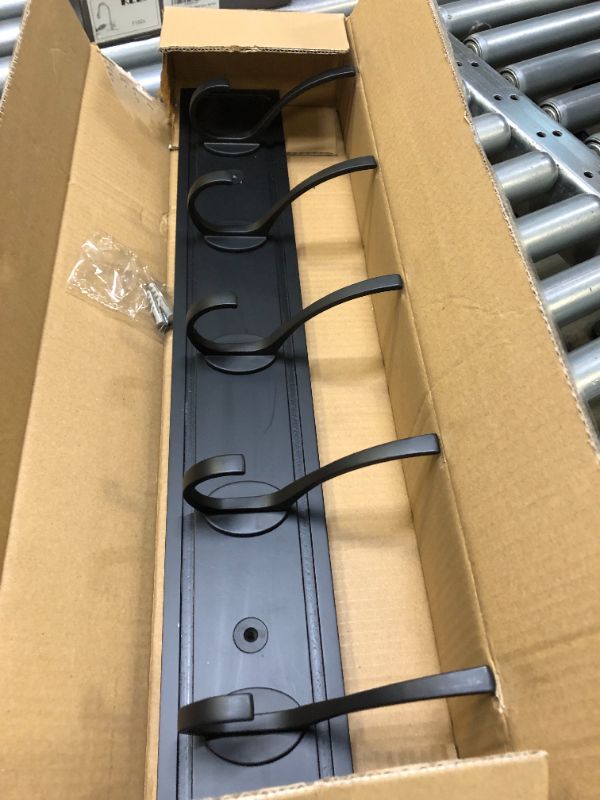 Photo 1 of HOME MASTER HARDWARE Coat Rack Wall Mount Black, Wood Wall Mounted Coat Hooks for Hanging Coats, 27" Decorative Hat Rack for Wall with 5 Hooks