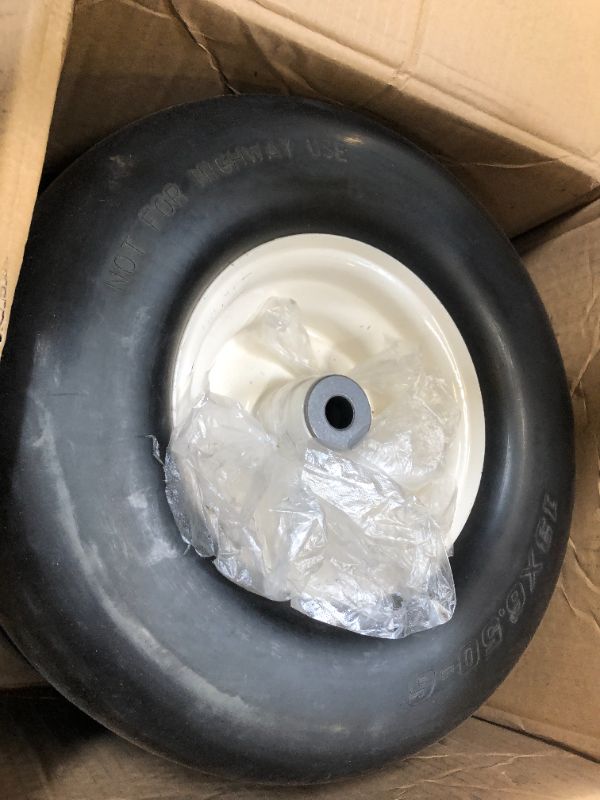 Photo 2 of AEagle New Flat Free Mower Tire w/Steel Rim 13x6.50-6 for Deck?66"" Commercial Lawn Mowers Tractor - Hub 4""-7.1"" with 5/8"" Greased Bushing 136506 T161 (2 Pack) 13x6.50-6 Flat/ Bore ID 5/8