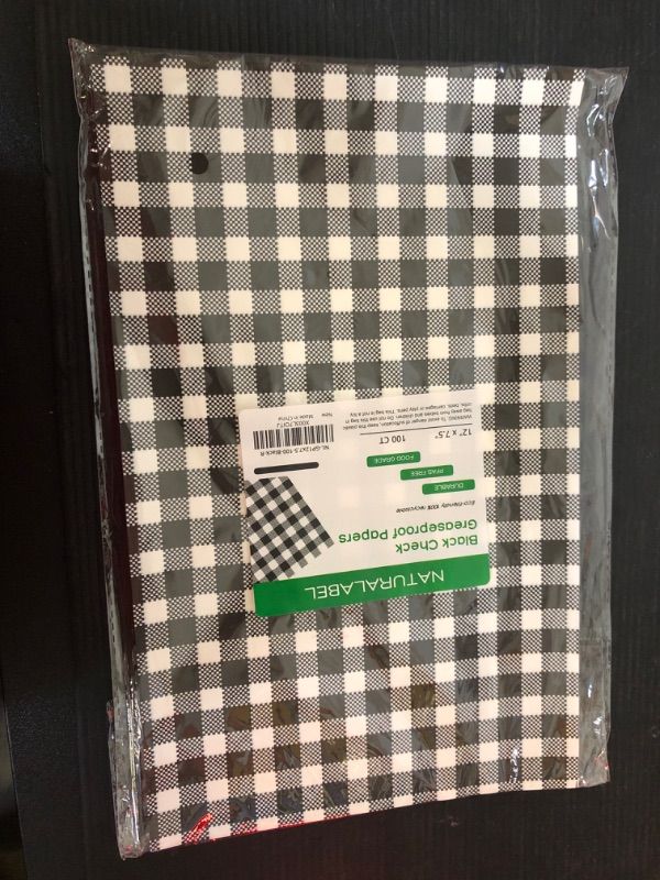 Photo 2 of 100 Pcs Wax Paper, 12" x 7.5" Black and White Checkered Greaseproof Paper,Wax Paper Sheets for Food,Rave Party BBQ Picnic Party Deli Paper