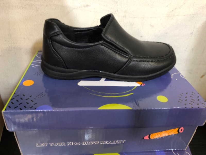 Photo 2 of 12---JABASIC Boys School Uniform Dress Shoes Slip-on Kid Black 