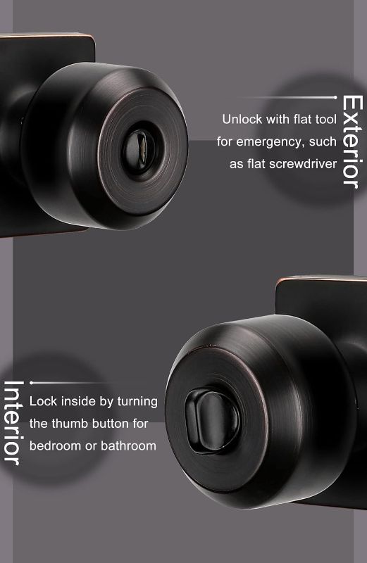 Photo 1 of 1pc---goldenwarm Bronze Door Knobs Interior, Square Knob Faceplate Privacy Door Knob, Oil Rubbed Bronze Interior Door Knobs, Privacy Door Knobs for Bedroom or Bathroom Rectangular Privacy  Oil Rubbed Bronze