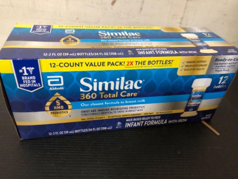 Photo 1 of exp date 02/2025--Similac 360 Total Care Non-GMO Ready to Feed Infant Formula Bottles - 2 fl oz Each/12ct
